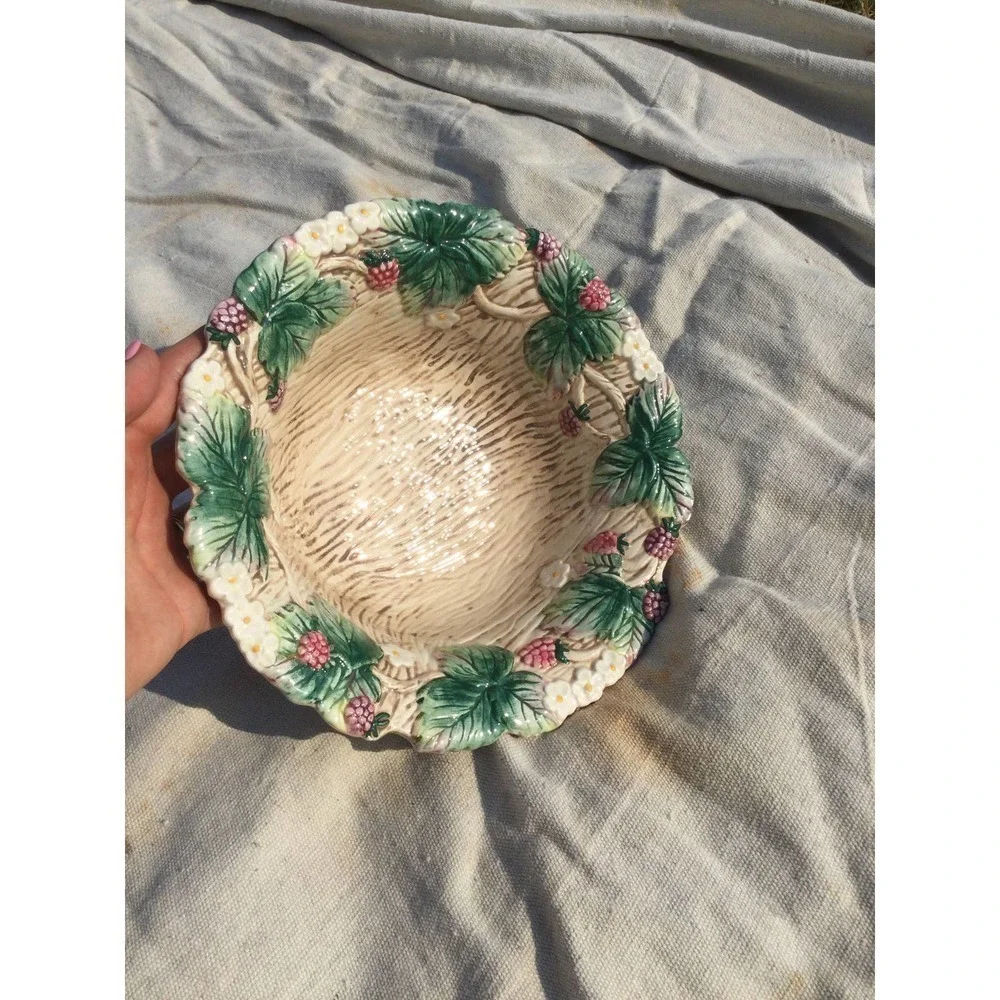 vintage Fitz & Floyd serving bowl 9” candy dish 1990 fruit‎ berries strawberry